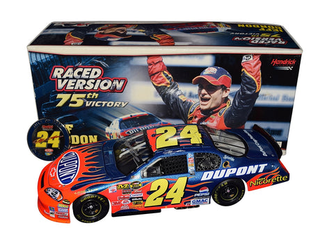 AUTOGRAPHED 2006 Jeff Gordon #24 DuPont CHICAGOLAND WIN (75th Career Victory with Coin) Raced Version Signed Action 1/24 Scale NASCAR Diecast Car with COA