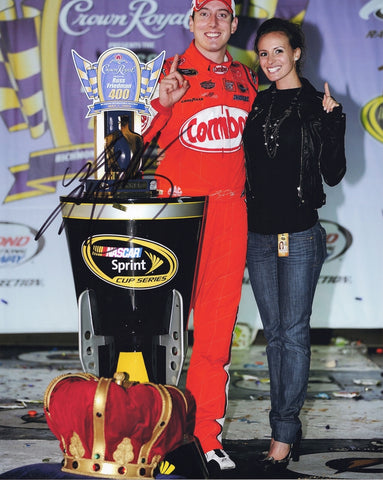 AUTOGRAPHED 2009 Kyle Busch #18 Combos Racing RICHMOND RACE WIN (Crown Royal 400 Victory Lane Trophy) Signed 8X10 Inch Picture NASCAR Glossy Photo with COA