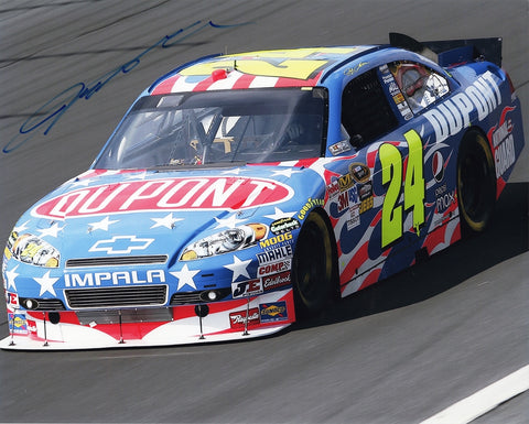 AUTOGRAPHED 2010 Jeff Gordon #24 DuPont Racing PATRIOTIC PAINT SCHEME (Coca-Cola 600 Car) Signed 8X10 Inch Picture NASCAR Glossy Photo with COA