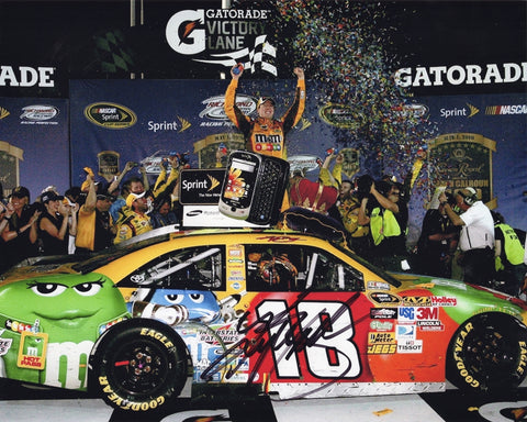 AUTOGRAPHED 2010 Kyle Busch #18 M&Ms Racing RICHMOND RACE WIN (Victory Lane Celebration) Signed 8X10 Inch Picture NASCAR Glossy Photo with COA