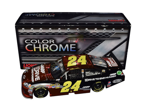 AUTOGRAPHED 2012 Jeff Gordon #24 AARP Drive To End Hunger Racing COLOR CHROME Rare Signed 1/24 Scale NASCAR Diecast Car with COA