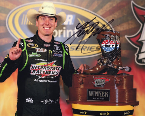 AUTOGRAPHED 2013 Kyle Busch #18 Interstate Batteries NRA 500 TEXAS RACE WIN (Victory Lane Trophy) Signed 8X10 Inch Picture NASCAR Glossy Photo with COA