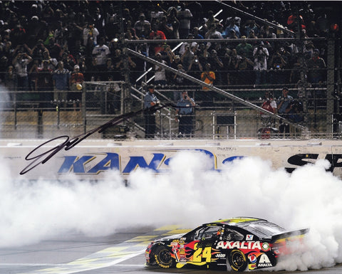 AUTOGRAPHED 2014 Jeff Gordon #24 Axalta Racing KANSAS RACE WIN (Victory Burnout Celebration) Signed 8X10 Inch Picture NASCAR Glossy Photo with COA