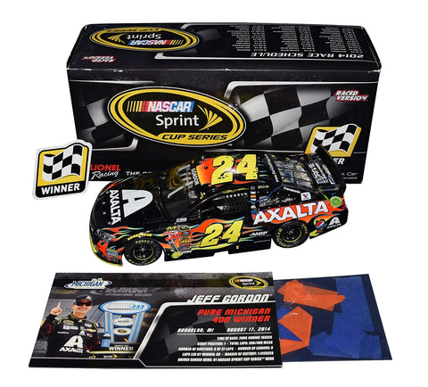 AUTOGRAPHED 2014 Jeff Gordon #24 Axalta Racing MICHIGAN RACE WIN (Pure Michigan 400 Winner) Raced Version With Confetti Rare Signed Lionel 1/24 NASCAR Diecast Car with COA