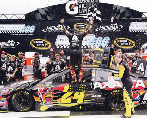 AUTOGRAPHED 2014 Jeff Gordon #24 Axalta Racing MICHIGAN RACE WIN (Victory Lane Celebration) Signed 8X10 Inch Picture NASCAR Glossy Photo with COA