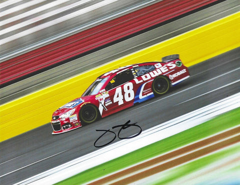 AUTOGRAPHED 2014 Jimmie Johnson #48 Lowes Racing RED VEST PAINT SCHEME (Charlotte Race) Signed 9X11 Inch Picture NASCAR Glossy Photo with COA
