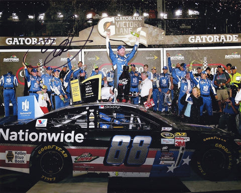 AUTOGRAPHED 2015 Dale Earnhardt Jr. #88 Nationwide Salutes DAYTONA NIGHT RACE WIN (Victory Lane) Patriotic Signed 8X10 Inch Picture NASCAR Glossy Photo with COA