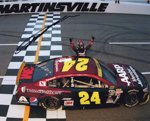 AUTOGRAPHED 2015 Jeff Gordon #24 AARP Member Advantages MARTINSVILLE RACE WIN (Victory Celebration Finish Line) Signed 8X10 Inch Picture NASCAR Glossy Photo with COA