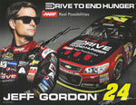 AUTOGRAPHED 2015 Jeff Gordon #24 Drive to End Hunger Racing OFFICIAL HERO CARD Signed Collectible Picture 9X11 Inch NASCAR Photo with COA