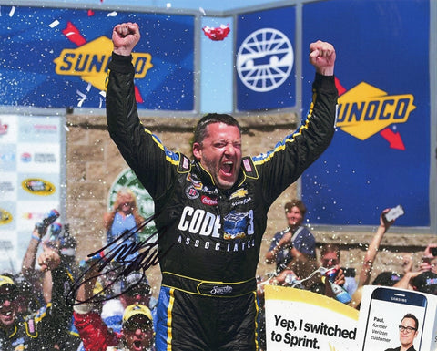 AUTOGRAPHED 2016 Tony Stewart #14 Code 3 Associates SONOMA RACE WIN (Victory Celebration) Final Season Signed 8X10 Inch Picture NASCAR Glossy Photo with COA
