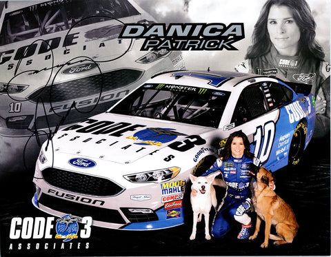 AUTOGRAPHED 2017 Danica Patrick #10 Code 3 Associates OFFICIAL HERO CARD (Stewart-Haas Racing) Rare Signed 9X11 Inch NASCAR Promo Card Photo with COA
