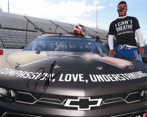 AUTOGRAPHED 2020 Bubba Wallace #43 Martinsville Race BLACK LIVES MATTER CAR (I Can't Breathe Shirt) Signed 8X10 Inch Picture NASCAR Glossy Photo with COA