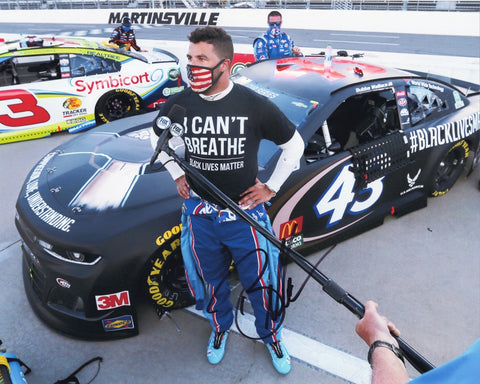 AUTOGRAPHED 2020 Bubba Wallace #43 Martinsville Race BLACK LIVES MATTER CAR (Pre-Race Pit Road) Signed 8X10 Inch Picture NASCAR Glossy Photo with COA