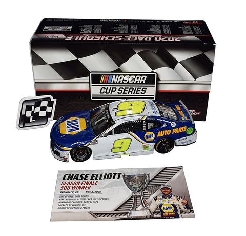 AUTOGRAPHED 2020 Chase Elliott #9 NAPA Racing PHOENIX WIN (Raced Version) Championship Victory Signed Lionel 1/24 Scale NASCAR Diecast Car with COA (#3077 of only 4,620 produced)