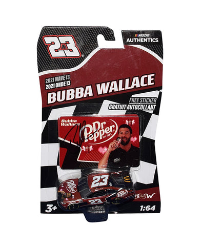 AUTOGRAPHED 2021 Bubba Wallace #23 Dr. Pepper Racing (23XI Michael Jordan's Team) WAVE 13 Rare Signed Collectible 1/64 Scale NASCAR Diecast Car with COA