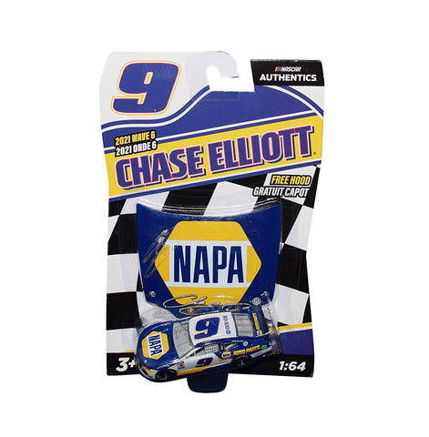 AUTOGRAPHED 2021 Chase Elliott #9 NAPA Team WAVE 6 WITH HOOD (Hendrick Motorsports) NASCAR Authentics Signed 1/64 Scale NASCAR Diecast Car with COA