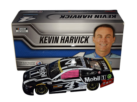 AUTOGRAPHED 2021 Kevin Harvick #4 Mobil 1 Racing FAN VOTE BLACK (Pink Window Net) Signed Collectible Lionel 1/24 Scale NASCAR Diecast Car with COA