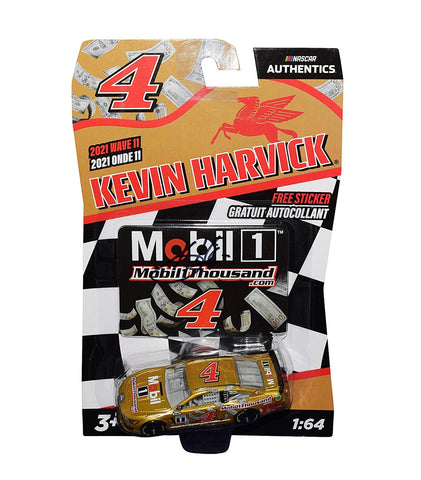 AUTOGRAPHED 2021 Kevin Harvick #4 Mobil 1 Thousand Racing GOLD CAR Wave 12 NASCAR Authentics Signed Lionel 1/64 Scale NASCAR Diecast Car with COA
