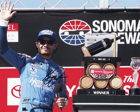 AUTOGRAPHED 2021 Kyle Larson #5 Hendrick Motorsports SONOMA RACE WIN (Victory Lane Trophy) Signed 8X10 Inch Picture NASCAR Glossy Photo with COA