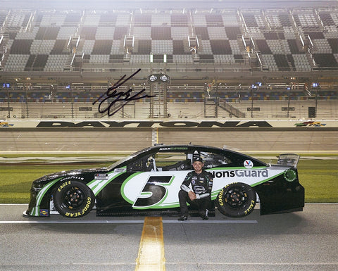 AUTOGRAPHED 2021 Kyle Larson #5 Nations Guard Racing DAYTONA 500 PIT ROAD (Championship Season) Signed 8X10 Inch Picture NASCAR Glossy Photo with COA