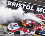 AUTOGRAPHED 2021 Kyle Larson #5 Valvoline Racing BRISTOL NIGHT RACE WIN (Victory Burnout) Signed 8X10 Inch Picture NASCAR Glossy Photo with COA