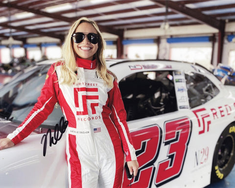 AUTOGRAPHED 2021 Natalie Decker #23 Red Street Records Team (Xfinity Series) Garage Area Signed 8X10 Inch Picture NASCAR Glossy Photo with COA