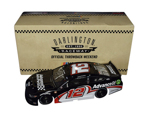 AUTOGRAPHED 2021 Ryan Blaney #12 Advance Auto Parts DARLINGTON THROWBACK WEEKEND (Team Penske) Signed Lionel 1/24 Scale NASCAR Diecast Car with COA (#104 of only 588 produced)