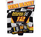 AUTOGRAPHED 2021 Ryan Blaney #12 Advance Same Day Racing (Team Penske) Wave 12 NASCAR Authentics Signed 1/64 Scale NASCAR Diecast Car with COA