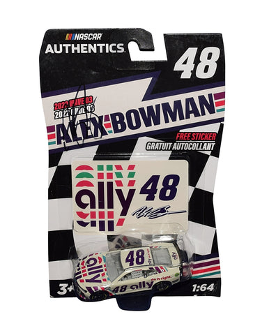 AUTOGRAPHED 2022 Alex Bowman #48 Ally Racing (Hendrick Motorsports) NASCAR Authentics Wave 03 Signed 1/64 Scale NASCAR Diecast Car with COA