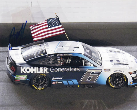 AUTOGRAPHED 2022 Brad Keselowski #6 Kohler DAYTONA DUEL RACE WIN (American Flag Victory Lap) RFK Team Signed 8X10 Inch Picture NASCAR Glossy Photo with COA
