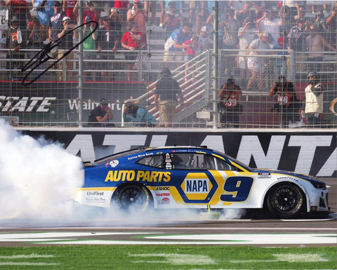 AUTOGRAPHED 2022 Chase Elliott #9 NAPA Racing ATLANTA RACE WIN BURNOUT (Home Track Victory) Signed 8X10 Inch Picture NASCAR Glossy Photo with COA