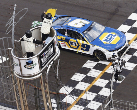 AUTOGRAPHED 2022 Chase Elliott #9 NAPA Racing ATLANTA RACE WIN (Checkered Flag) Finish Line Signed 8X10 Inch Picture NASCAR Glossy Photo with COA