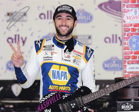 AUTOGRAPHED 2022 Chase Elliott #9 NAPA Racing NASHVILLE MUSIC CITY RACE WIN (Guitar Trophy) Signed 8X10 Inch Picture NASCAR Glossy Photo with COA