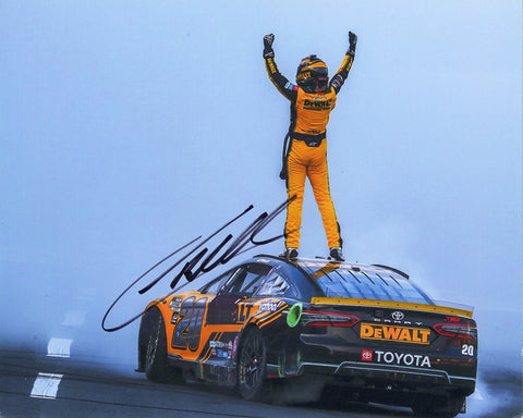 AUTOGRAPHED 2022 Christopher Bell #20 DeWalt Racing CHARLOTTE ROVAL RACE WIN (Victory Burnout) Signed 8X10 Inch Picture NASCAR Glossy Photo with COA