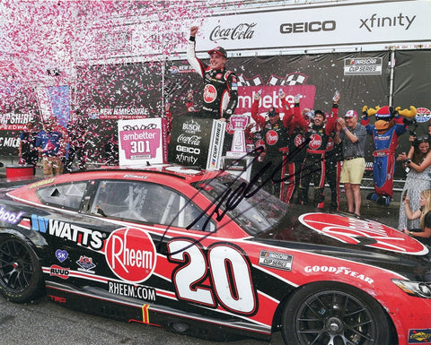 AUTOGRAPHED 2022 Christopher Bell #20 Rheem Racing NEW HAMPSHIRE RACE WIN (Victory Lane Celebration) Signed 8X10 Inch Picture NASCAR Glossy Photo with COA