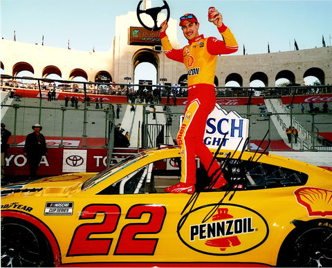 AUTOGRAPHED 2022 Joey Logano #22 Pennzoil CLASH AT THE COLISEUM WIN (Inaugural LA Race) Victory Lane Signed 8X10 Inch Picture NASCAR Glossy Photo with COA