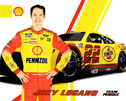 AUTOGRAPHED 2022 Joey Logano #22 Pennzoil Racing OFFICIAL HERO CARD (Team Penske) Signed 8X10 Inch Picture NASCAR Hero Card Photo with COA