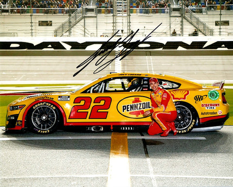 AUTOGRAPHED 2022 Joey Logano #22 Shell Pennzoil DAYTONA 500 NEW CAR (Team Penske) Signed 8X10 Inch Picture NASCAR Glossy Photo with COA