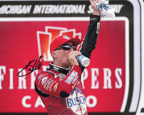 AUTOGRAPHED 2022 Kevin Harvick #4 MICHIGAN RACE WIN (Victory Lane Beer Chug) #BUSCHELOFBUSCH Car Signed 8X10 Inch Picture NASCAR Glossy Photo with COA