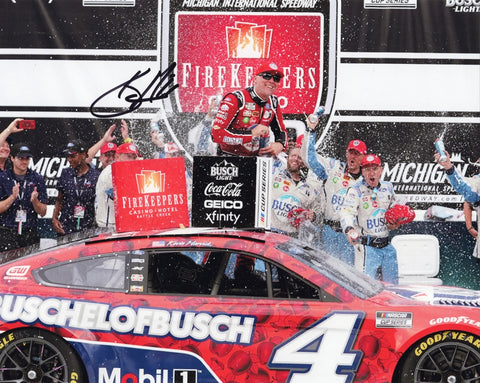 AUTOGRAPHED 2022 Kevin Harvick #4 MICHIGAN RACE WIN (Victory Lane Celebration) #BUSCHELOFBUSCH Car Signed 8X10 Inch Picture NASCAR Glossy Photo with COA