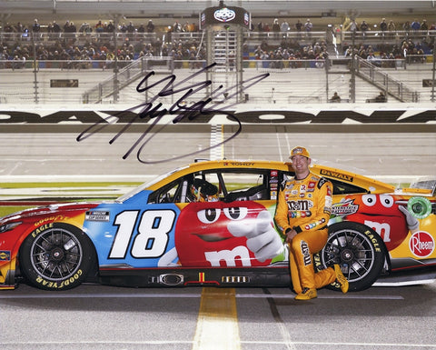 AUTOGRAPHED 2022 Kyle Busch #18 M&M's Racing FINAL SEASON AT GIBBS (Daytona 500 Pit Road) Signed 8X10 Inch Picture NASCAR Glossy Photo with COA