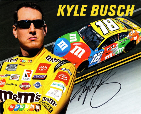 AUTOGRAPHED 2022 Kyle Busch #18 M&Ms Toyota OFFICIAL HERO CARD (Joe Gibbs Racing) NASCAR Cup Series Signed Collectible Picture 8X10 Inch NASCAR Hero Card Photo with COA