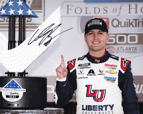 AUTOGRAPHED 2022 William Byron #24 Liberty University ATLANTA RACE WIN (Victory Lane Trophy) Signed 8X10 Inch Picture NASCAR Glossy Photo with COA