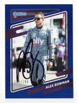 AUTOGRAPHED Alex Bowman 2022 Donruss Racing RARE BLUE PARALLEL (#48 Ally Team) Insert Signed Collectible NASCAR Trading Card with COA #183/199