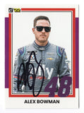 AUTOGRAPHED Alex Bowman 2022 Donruss Racing RARE PURPLE PARALLEL (#48 Ally Driver) Insert Signed Collectible NASCAR Trading Card with COA #12/49