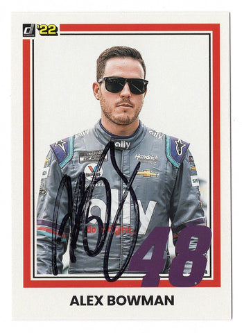 AUTOGRAPHED Alex Bowman 2022 Donruss Racing THE SHOWMAN (#48 Ally Team) Hendrick Motorsports Signed Collectible NASCAR Trading Card with COA