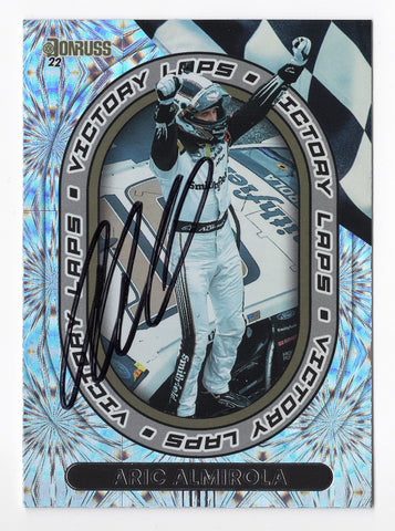 AUTOGRAPHED Aric Almirola 2022 Donruss Racing VICTORY LAPS (New Hampshire Race Win) Rare Insert Signed NASCAR Collectible Trading Card with COA
