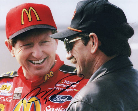 AUTOGRAPHED Bill Elliott #94 McDonalds Racing PIT ROAD WITH DALE EARNHARDT (Winston Cup Series) Signed 8X10 Inch Picture NASCAR Glossy Photo with COA