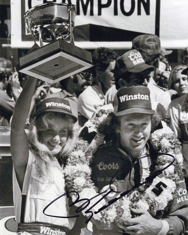 AUTOGRAPHED Bill Elliott #9 Coors Racing RACE WIN VICTORY LANE (Winston Cup Series) Vintage B&W Signed 8X10 Inch Picture NASCAR Glossy Photo with COA