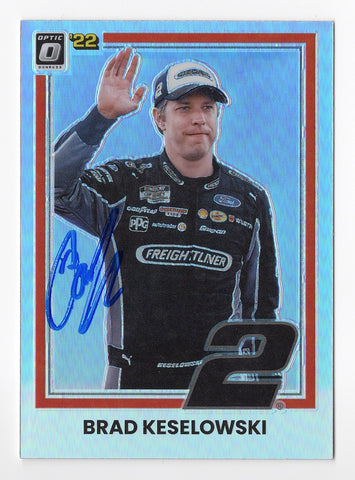 AUTOGRAPHED Brad Keselowski 2022 Donruss Optic Racing RARE SILVER PRIZM Insert Signed NASCAR Collectible Trading Card with COA